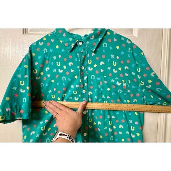 Tipsy Elves Lucky Charm Fitted Button Down Men’s Short Sleeve Shirt Large - Picture 11 of 12